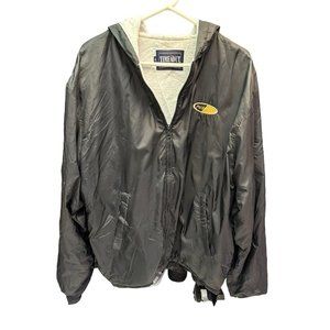 Vintage Purdue University Lined Hooded Jacket Mens XL Black Spellout Purdue